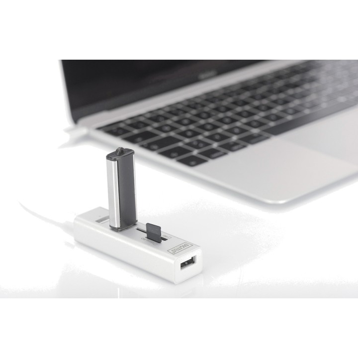 DIGITUS 3-port USB-C hub with card reader OTG 2.0 SD-MICROSD