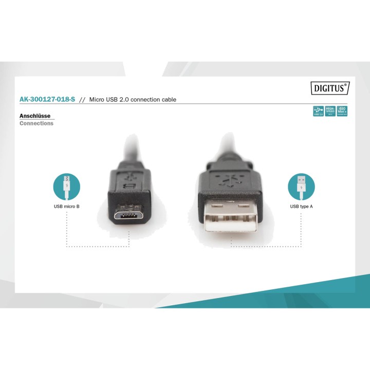 DIGITUS Cable USB-A a Micro-USB 2.0 100156299VAR