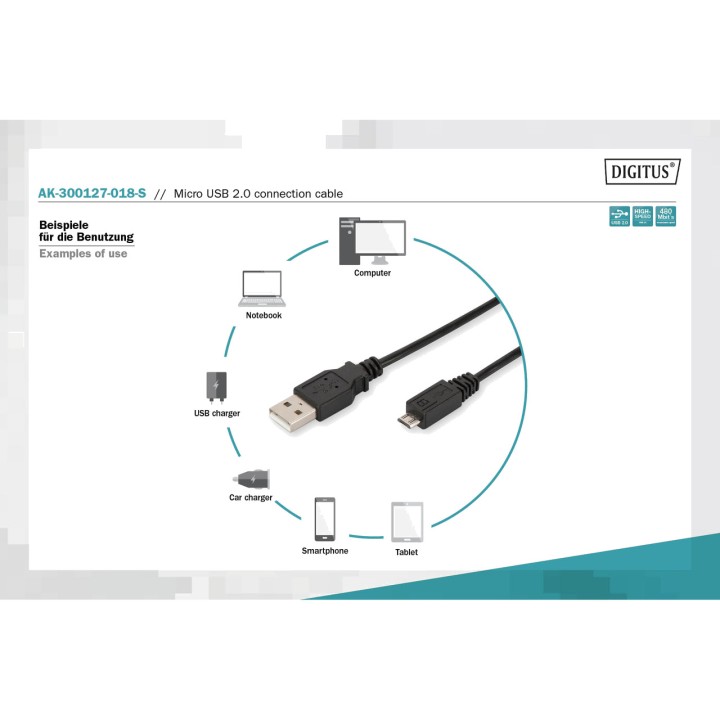 DIGITUS Câble USB-A vers Micro-USB 2.0 100156299VAR