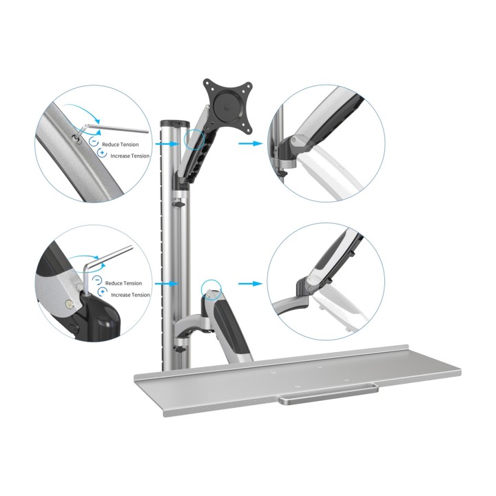 DIGITUS Soporte de pared para monitor y teclado 17-27" 8KG