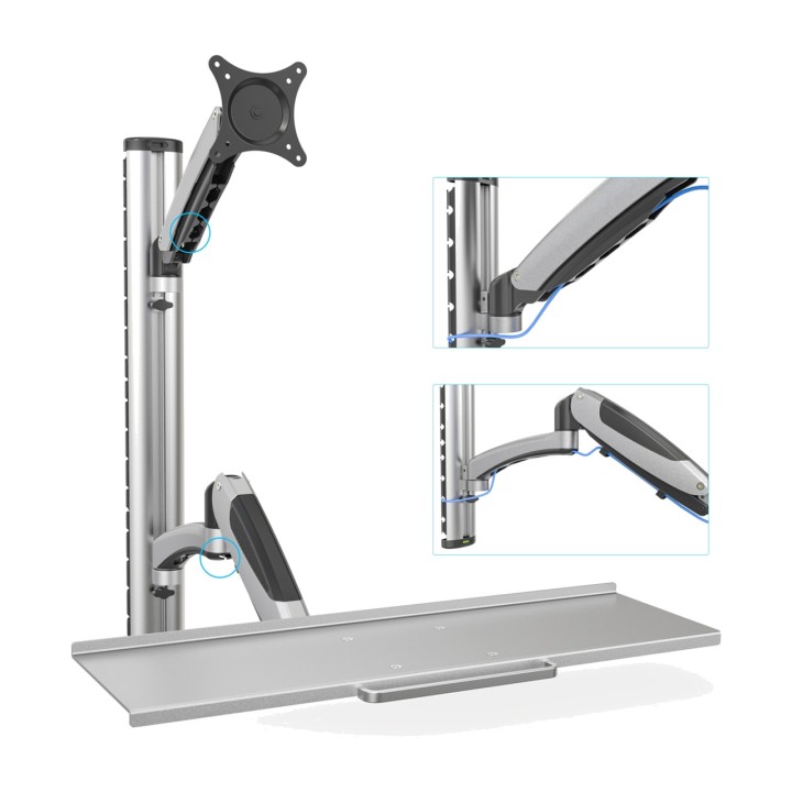 DIGITUS Soporte de pared para monitor y teclado 17-27" 8KG