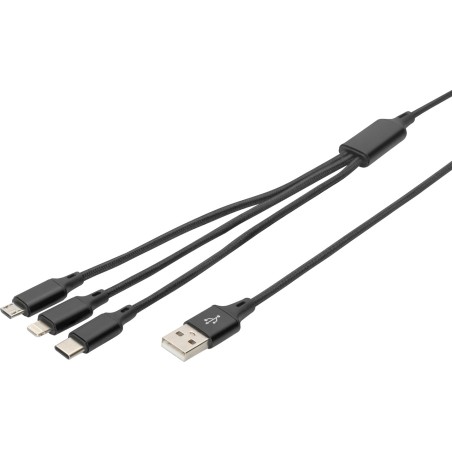 cavo di ricarica 3 in 1 da usb-a a lightning, usb-c e micro-usb 1m