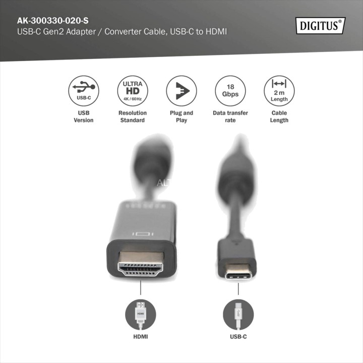 DIGITUS Cavo adattatore da USB-C a HDMI 4K 60HZ 100156034VAR