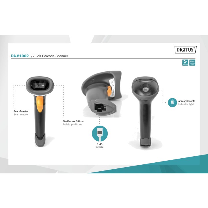 DIGITUS Lettore di codici a barre cablato palmare 2D-USB