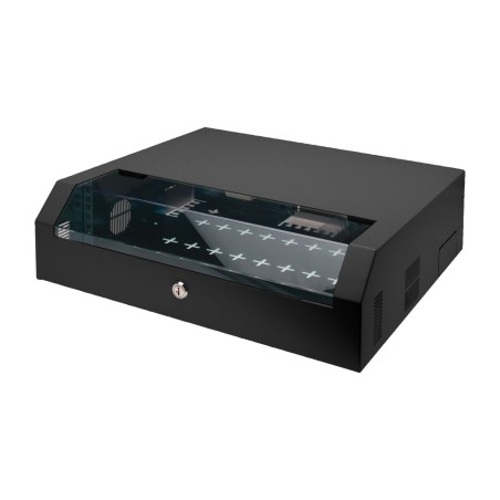 armario rack de pared con puerta de cristal soho slim 19" 4u 525x475mm