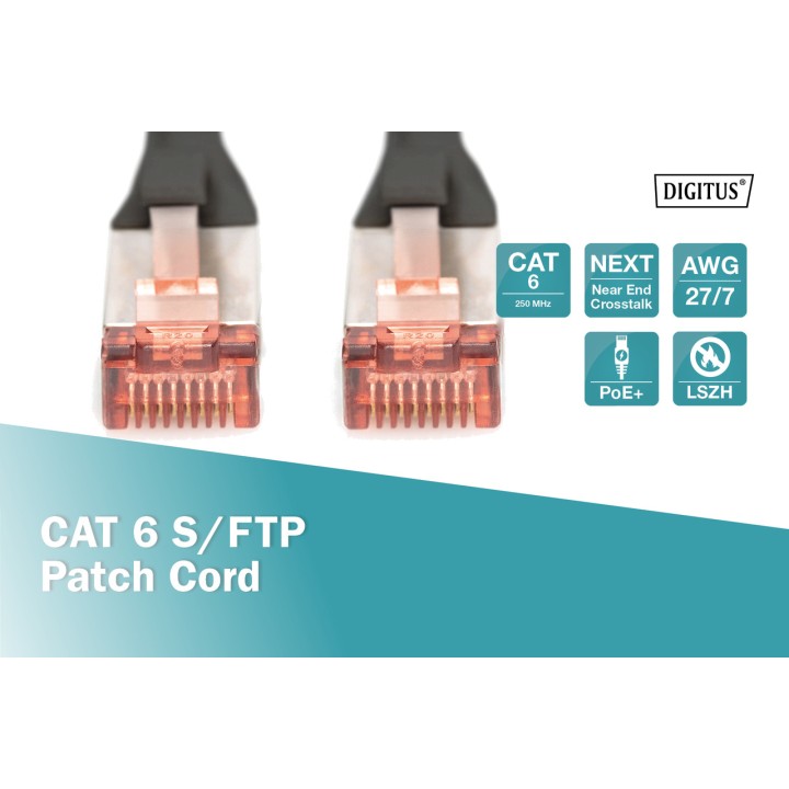 DIGITUS Latiguillo de red Ethernet CAT6 S/FTP RJ45
