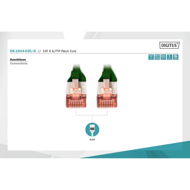 DIGITUS Latiguillo de red Ethernet CAT6 S/FTP RJ45