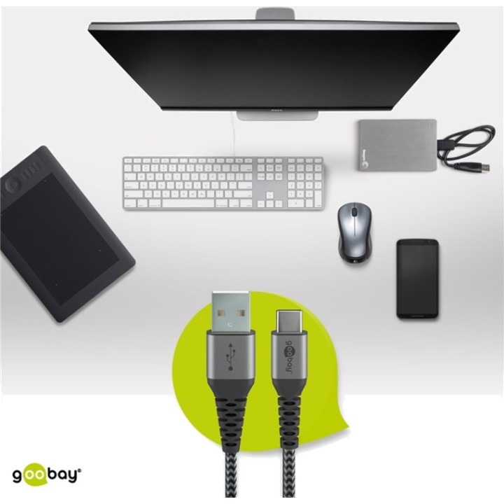 GOOBAY Câble de charge et données USB-A vers USB-C 2.0 1M