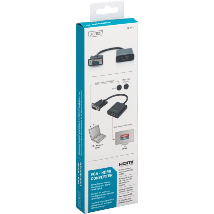 DIGITUS Adattatore convertitore da VGA a HDMI con audio