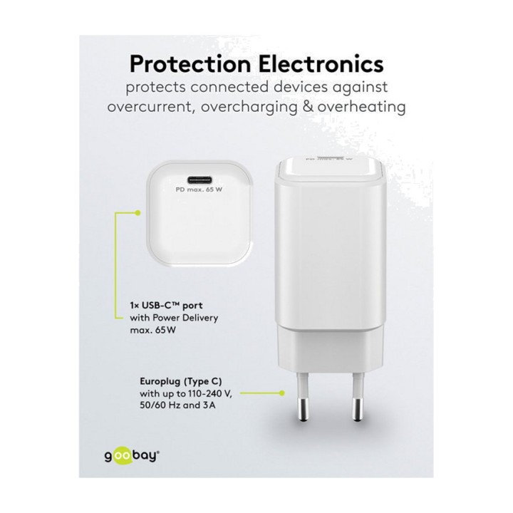 GOOBAY Schnellladegerät für die Wand mit 1 Anschluss USB-C