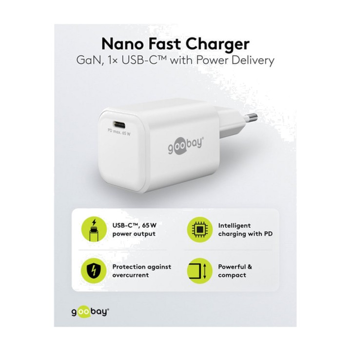 GOOBAY Caricatore rapido da parete a 1 porta USB-C NANO PD
