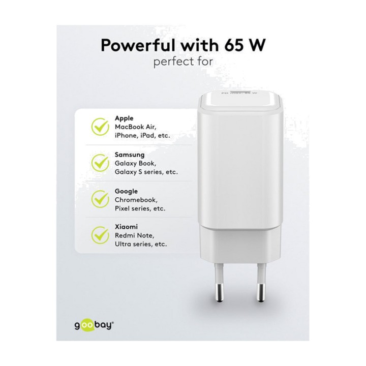 GOOBAY Cargador rápido de pared 1 puerto USB-C NANO PD GAN