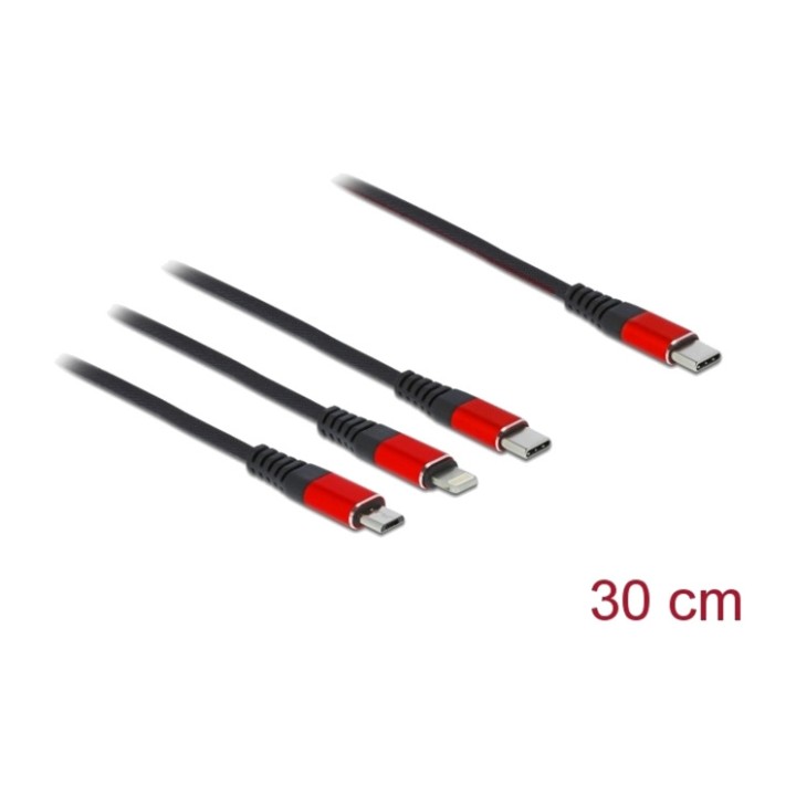 DELOCK Cable de carga USB tipo C 3 en 1 a micro B, USB-C y