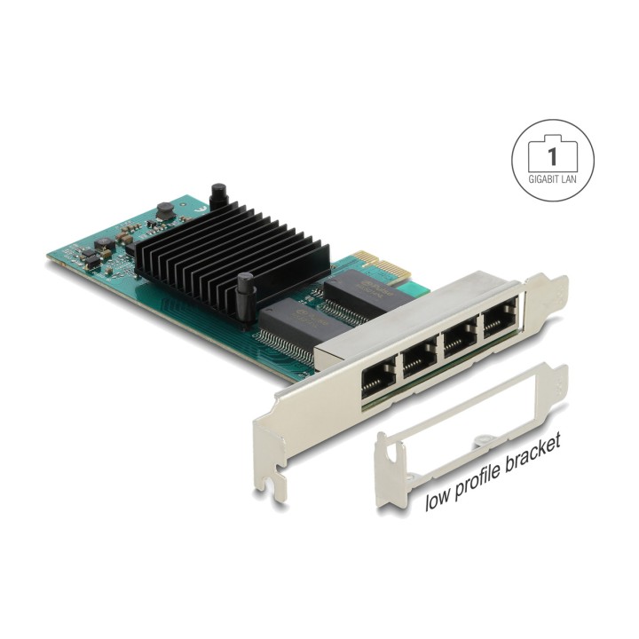 DELOCK PCIe-nätkort med 4 portar RJ45 X1-GIGABIT INTEL I350