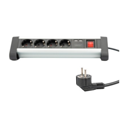 4-fach-steckdosenleiste mit schalter und ladeanschlüssen 2x usb-a 1,5m 3680w