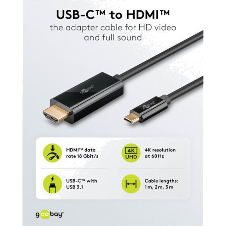 GOOBAY Cable adaptador USB-C a HDMI 4K 60HZ