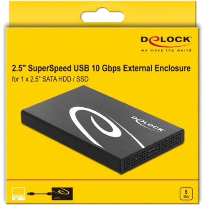 DELOCK Caixa externa para disco rígido ou SSD SATA de 2,5"