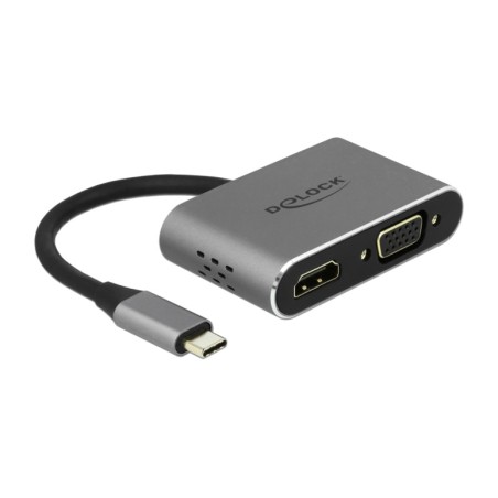 adaptador multipuerto usb tipo c con hdmi, vga y carga 4k pd 87w 3.2 gen1