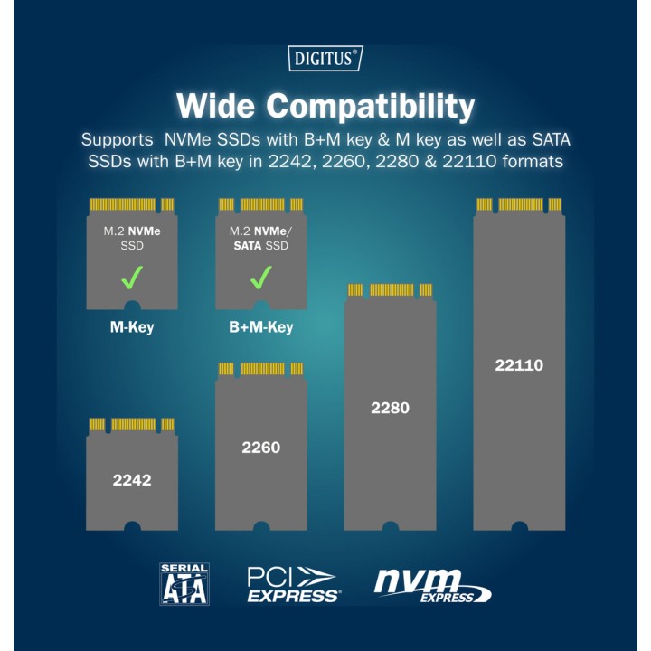 DIGITUS Dockingstation für 2 M.2-NVMe- und SATA-SSDs mit