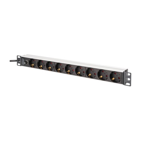 regleta pdu con fusible para armario rack 19" 1u 9-tomas-schuko c14