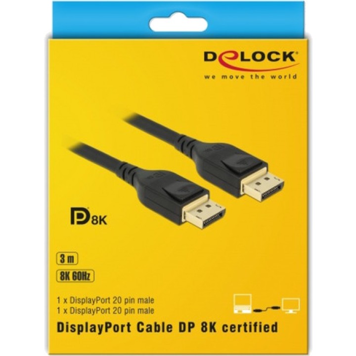 DELOCK Zertifiziertes DisplayPort-Kabel für Monitor DP 1.4
