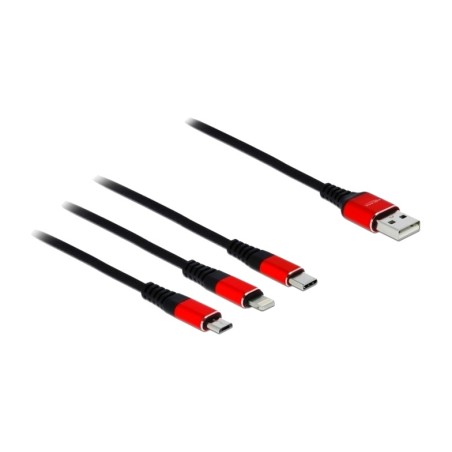 usb-ladekabel typ a, 3-in-1: micro-b, usb-c und lightning 22awg 0,3m 85891