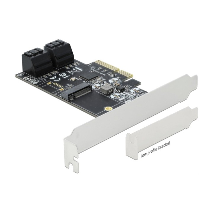 DELOCK Karta PCIe z 4 portami SATA i slotem M.2 X4-JMICRON
