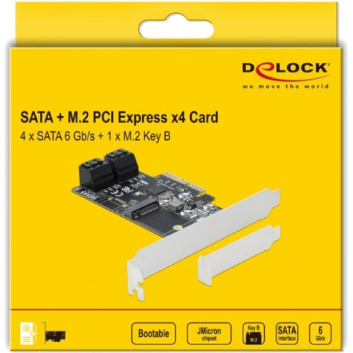 DELOCK Scheda PCIe con 4 porte SATA e uno slot M.2