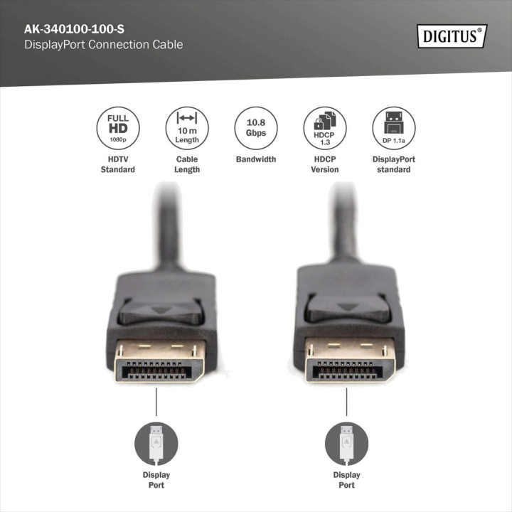 DIGITUS Câble de connexion DisplayPort 1.1A FULL HD 1080P