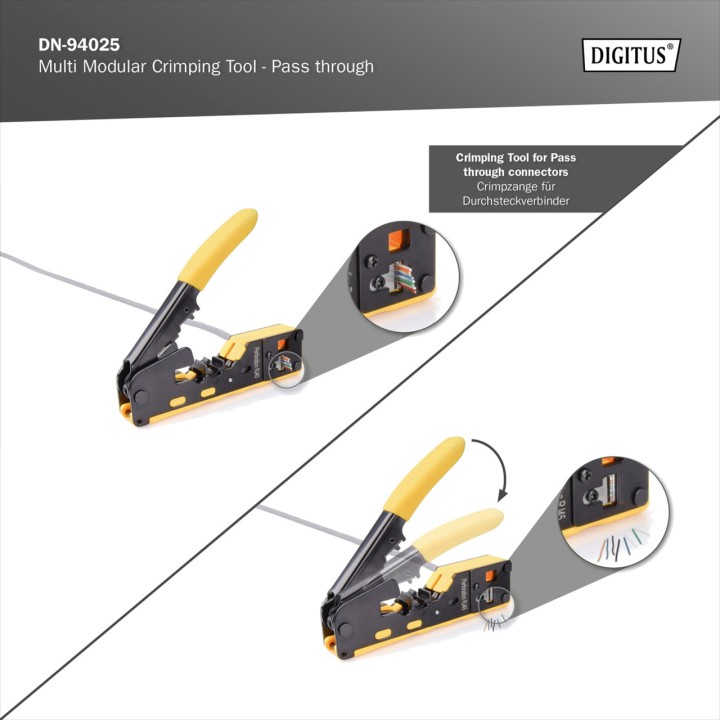 DIGITUS Pince à sertir modulaire traversante pour