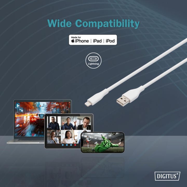 DIGITUS Silikon-Lade- und Datenkabel USB-A A LIGHTNING MFI