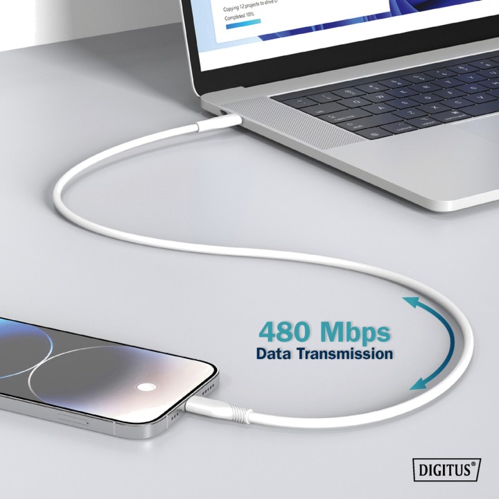 DIGITUS Câble de charge et données en silicone USB-A A