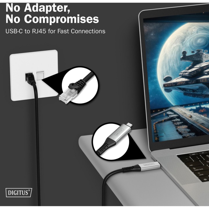 DIGITUS Cavo adattatore da USB-C a Ethernet RJ45 1GBPS CAT6A