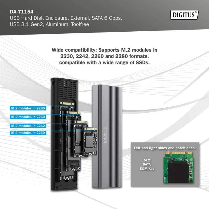 DIGITUS Cutie externă pentru SSD M.2 SATA USB-C 3.2 GEN 2