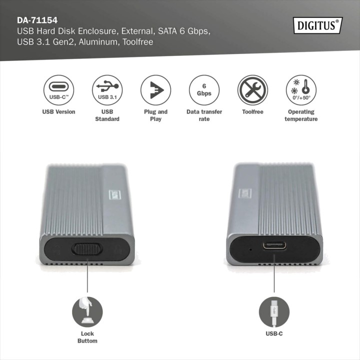 DIGITUS Caixa externa per a SSD M.2 SATA USB-C 3.2 GEN 2