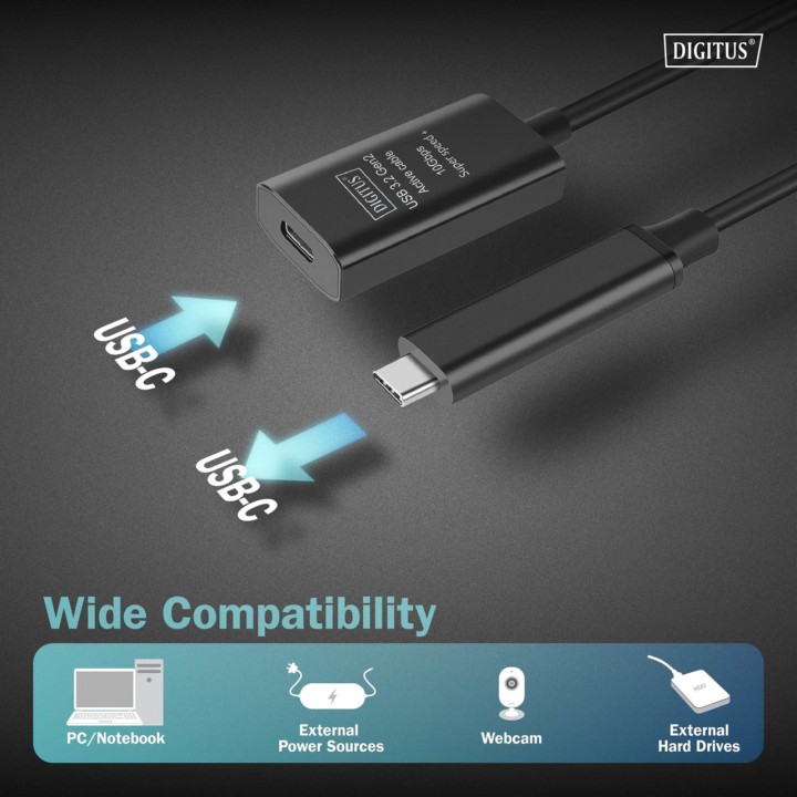 DIGITUS Cavo di prolunga attivo maschio-femmina USB-3.2 GEN2