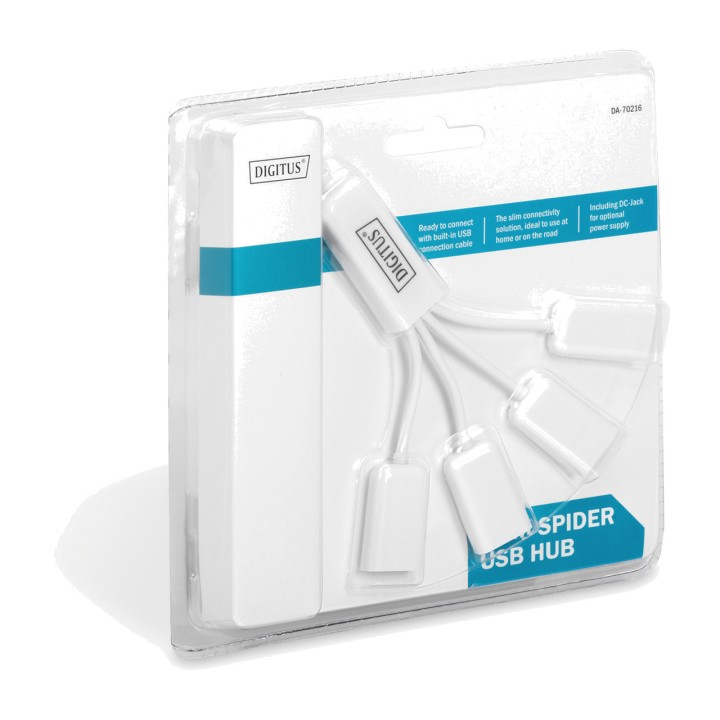 DIGITUS Hub USB 4 ports avec câble SLIM SPIDER 2.0 100156325