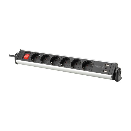 büro-steckdosenleiste mit 6 steckdosen, schalter und ladeanschlüssen 3x-usb 3680w