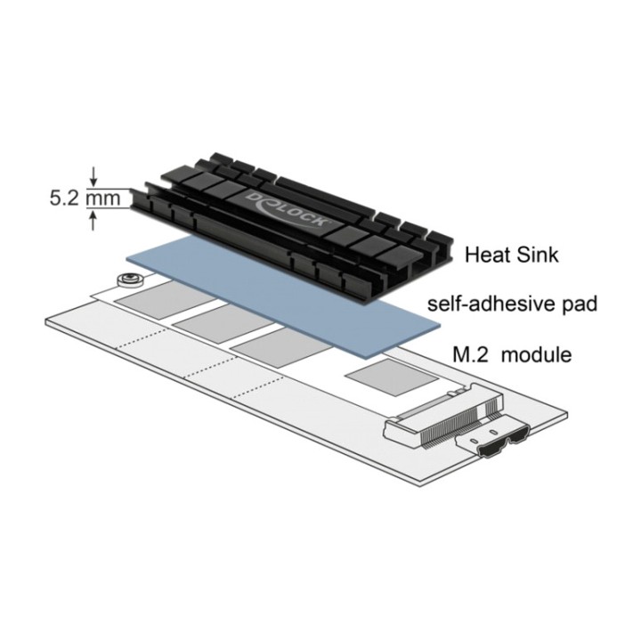 DELOCK Alumininski otapljavec za SSD M.2 70X22X5,2MM 18285