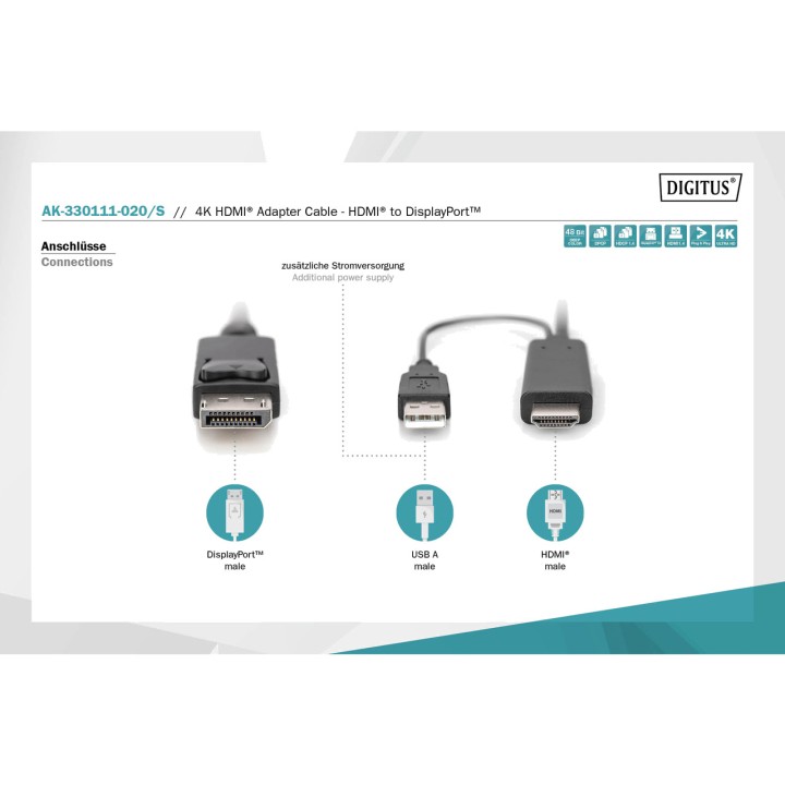 DIGITUS Cavo adattatore da HDMI a DisplayPort con