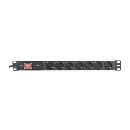 regleta de 7 enchufes para rack con protección contra sobretensiones 19"-schuko 16a 2m