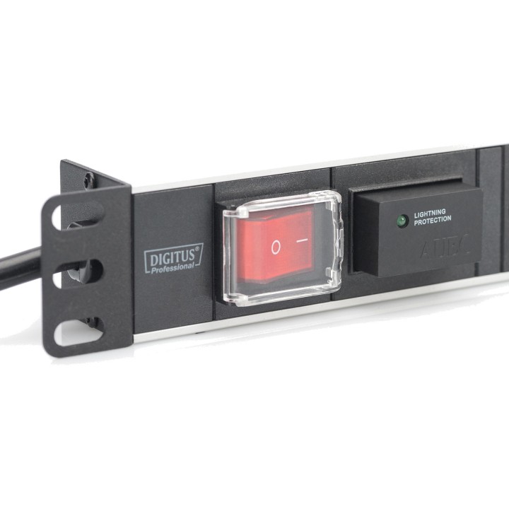 DIGITUS Regleta de 7 enchufes para rack con protección