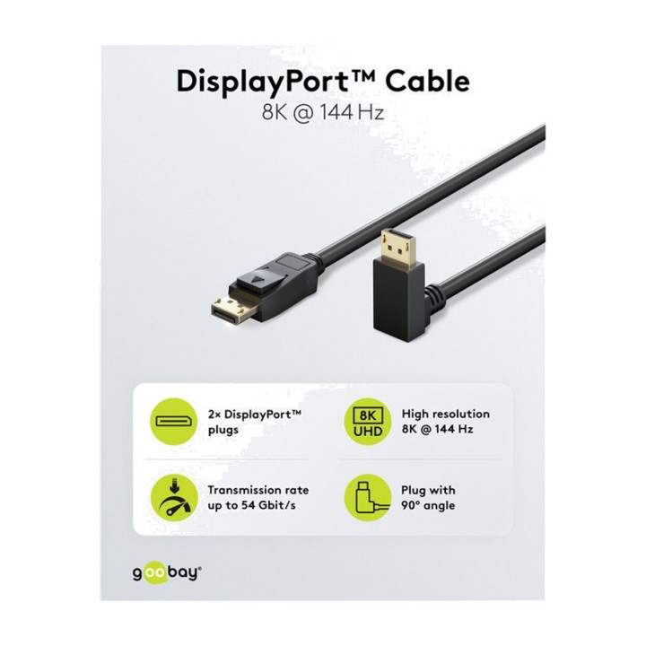 GOOBAY Cavo per monitor con connettore angolato verso il