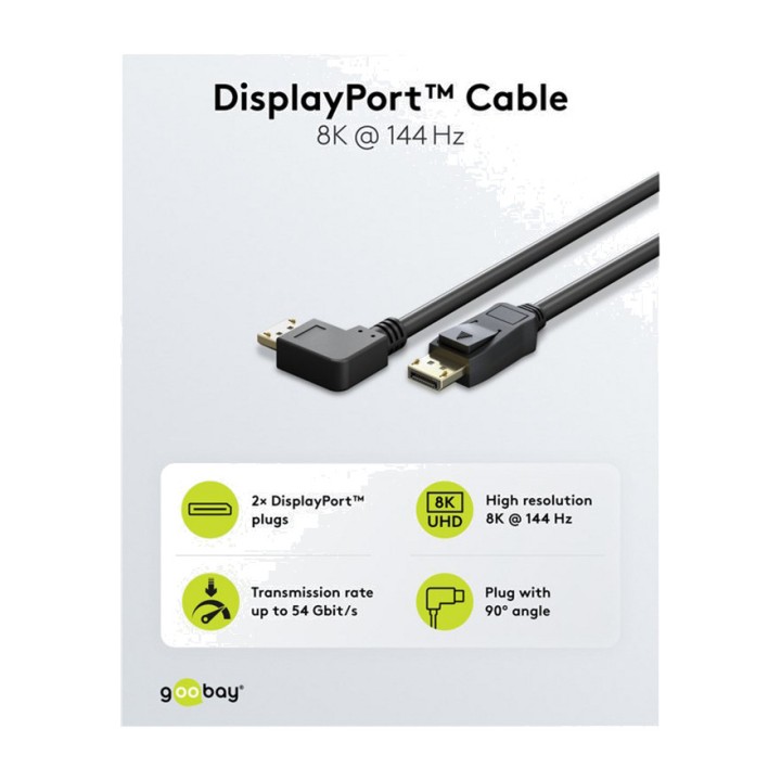GOOBAY Monitor cable with 90-degree side-angle connector