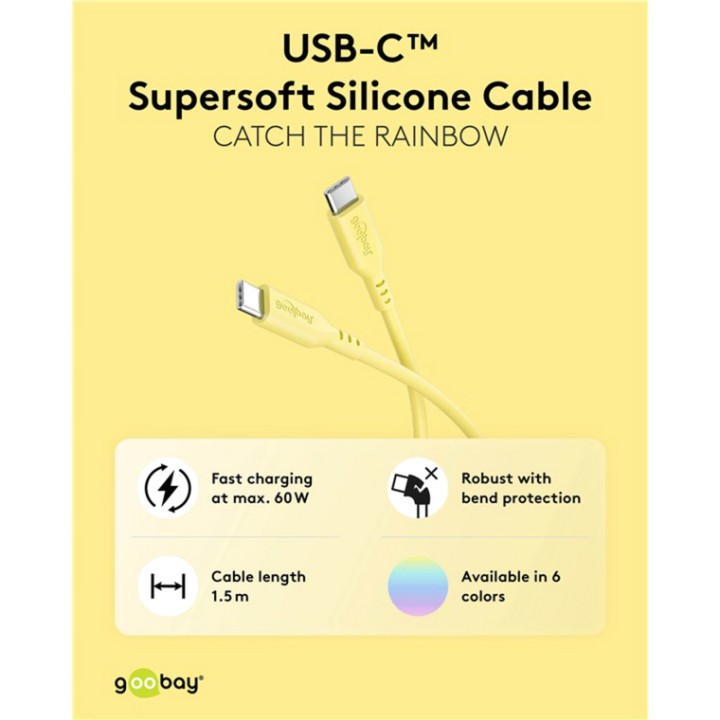 GOOBAY Type C silicone charging and data cable USB-C 2.0 PD