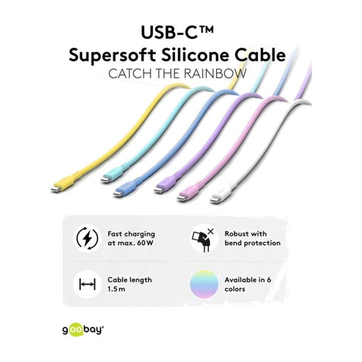 GOOBAY Type C silicone charging and data cable USB-C 2.0 PD