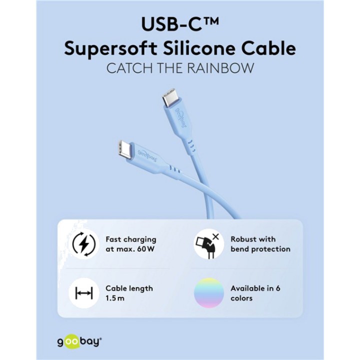 GOOBAY Cable de silicona carga y datos tipo C USB-C 2.0