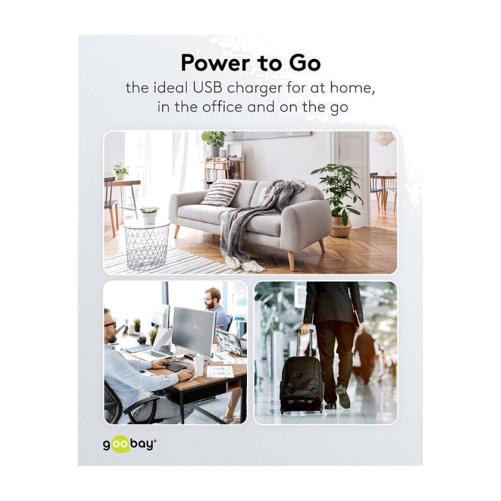 GOOBAY Chargeur mural rapide à 2 ports USB-C/USB-A PD GAN