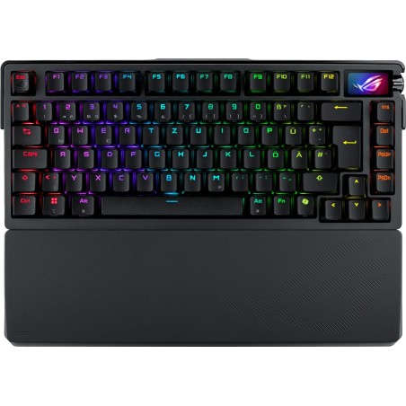 teclado gaming mecánico inalámbrico con distribución alemana rog azoth extreme 75% nx snow