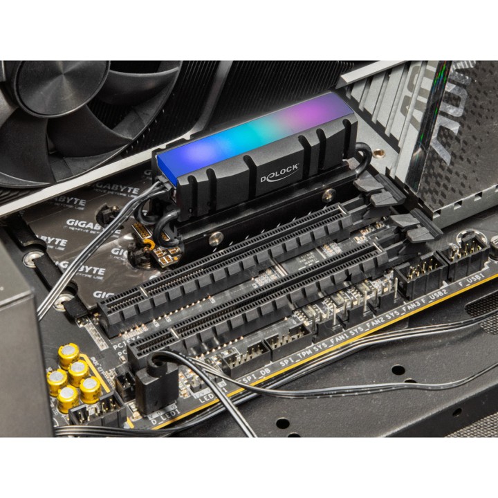 DELOCK Răcitor cu cupru și aluminiu iluminat ARGB pentru SSD